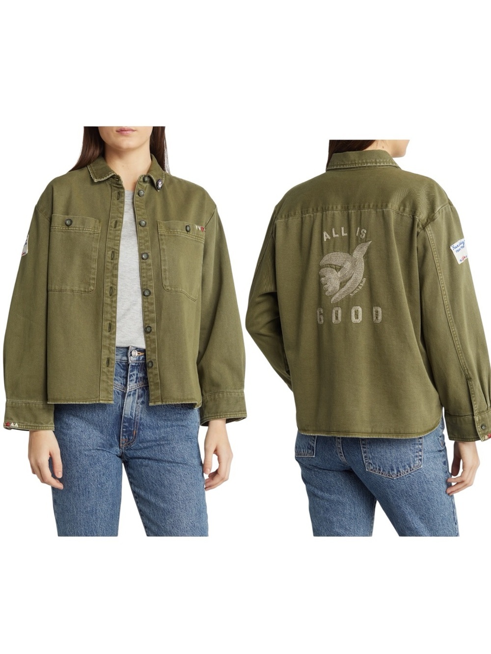 Scotch & Soda | NWOT Embroidered Cotton Denim Military Shirt - Size EU 36/US 6